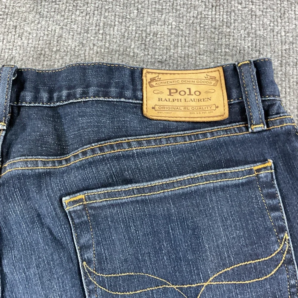 Polo Ralph Lauren Varick Slim Straight Jeans Mens 35x30 Dark Wash Stretch Denim